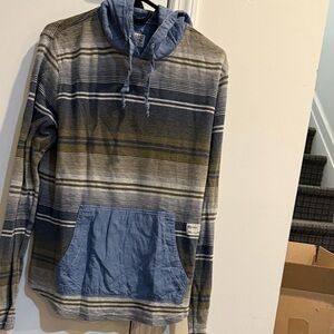 Striped Blue, Gray and green Hoodie Shirt. Size medium